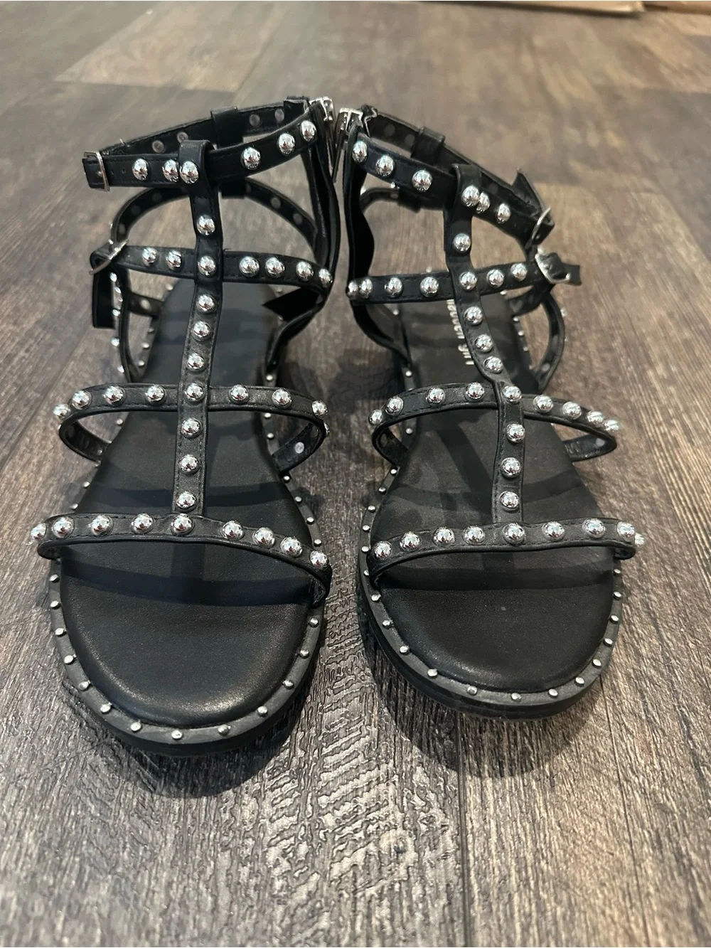 Steve Madden Black Studded Gladiator Sandals
